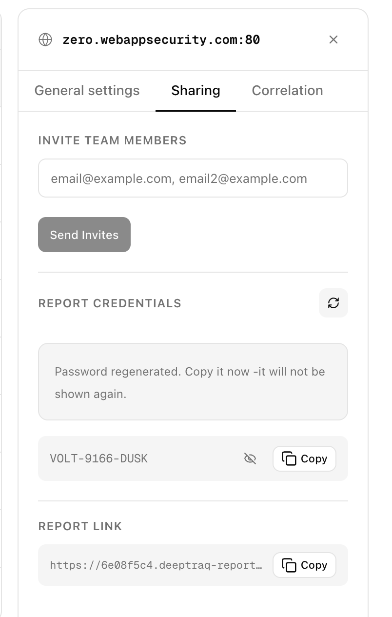Report Settings & Sharing